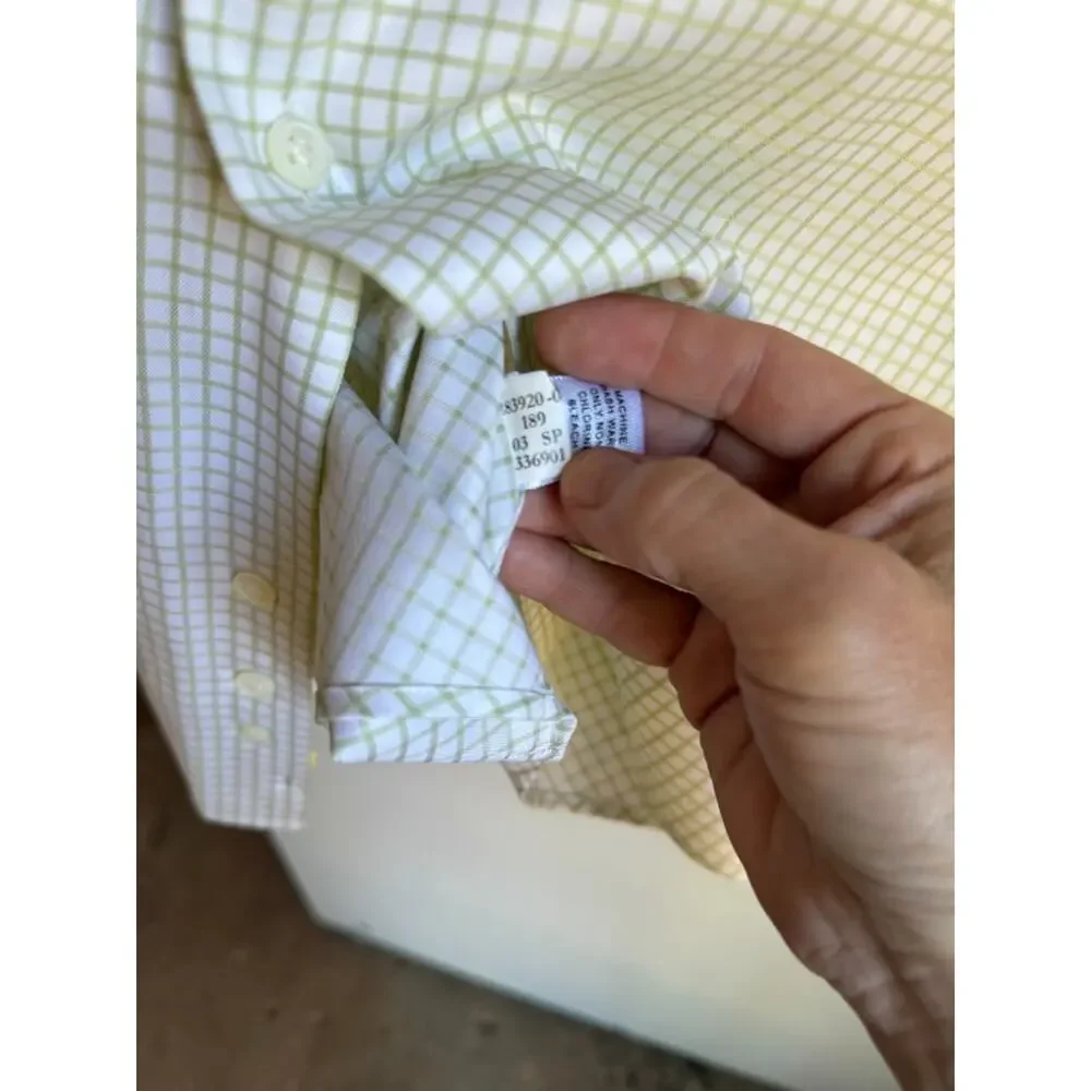 Banana Republic Men’s Green Check Button Down Shirt Size Large 16-16.5